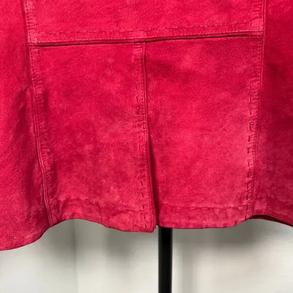 NEIMAN MARCUS EXCLUSIVE VINTAGE WOMEN'S RED LEATHER SUEDE BLAZER JACKET XL - Picture 8 of 13